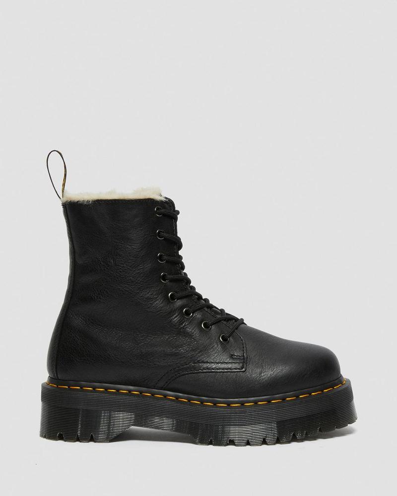 Botas Plataforma Dr Martens Jadon Cuero Faux Fur Forro Plataforma Hombre Negros | MX 257HAP